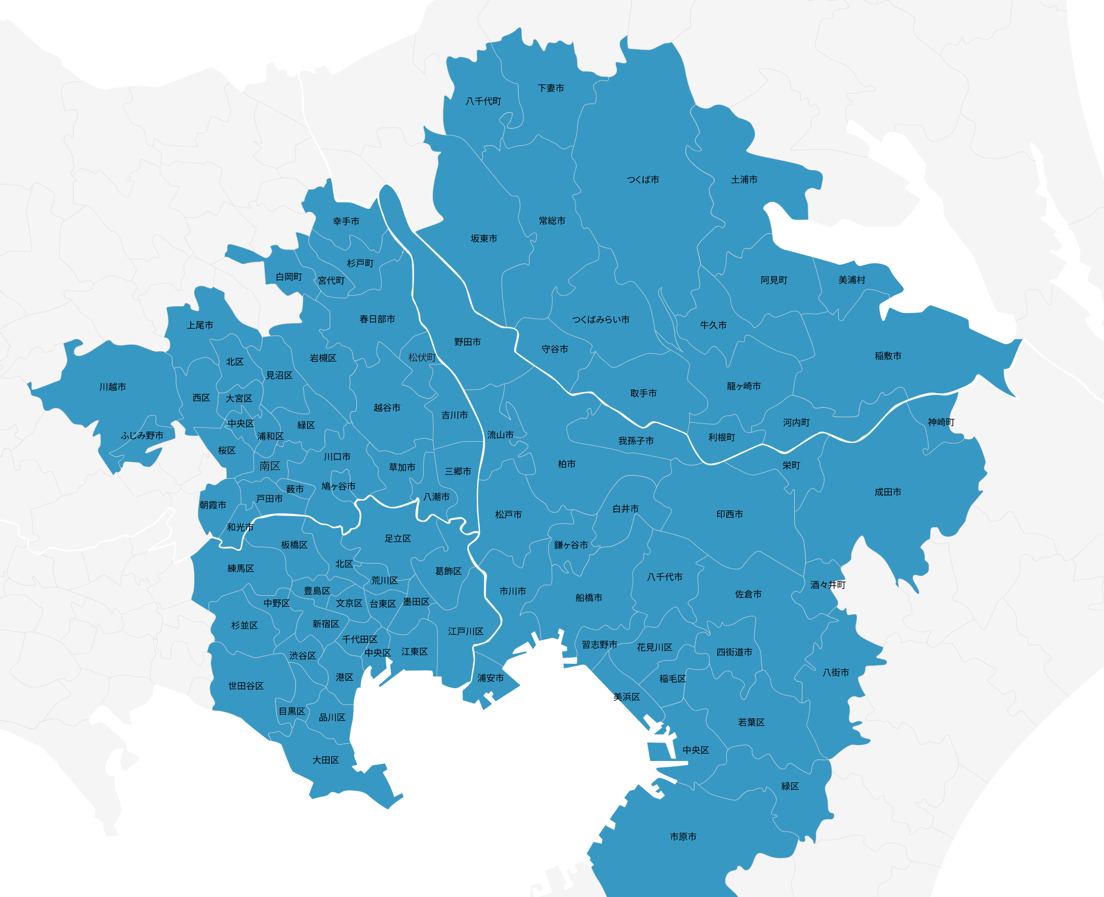 対応エリアの地図